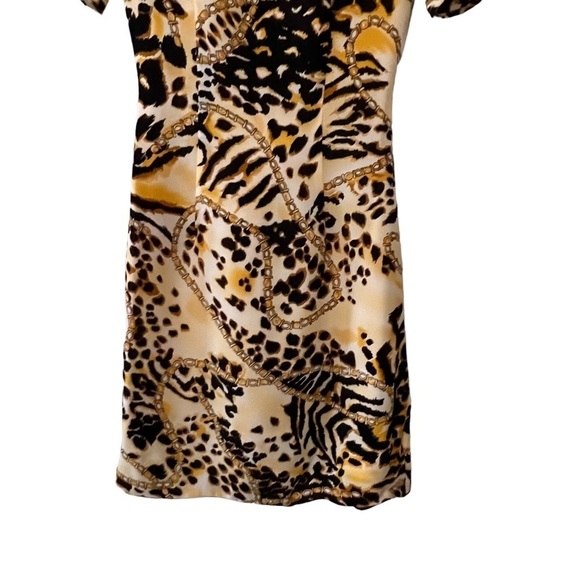 Rebecca Minkoff Silk Knotted V Neck Short Sleeve Mini Dress 2 Animal Novelty - Picture 5 of 14